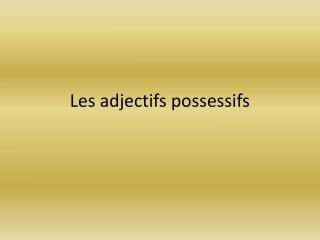 Les adjectifs possessifs