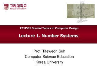 Lecture 1. Number Systems