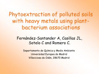 Phytoextraction of polluted soils with heavy metals using plant-bacterium associations