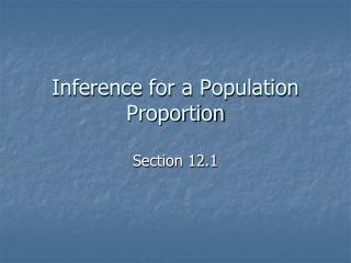 Inference for a Population Proportion