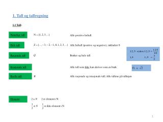 1. Tall og tallregning