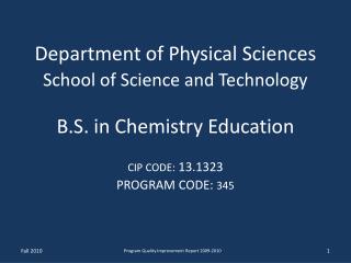 Department of Physical Sciences School of Science and Technology