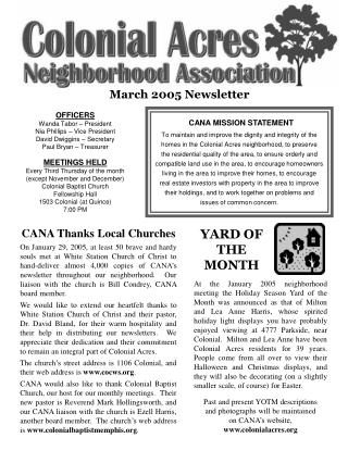 March 2005 Newsletter