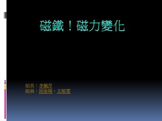 組長： 李佩芹 組員： 邱佳琦 、 王郁雯