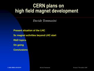 CERN plans on high field magnet development