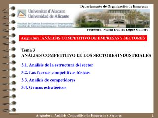 Asignatura: ANÁLISIS COMPETITIVO DE EMPRESAS Y SECTORES