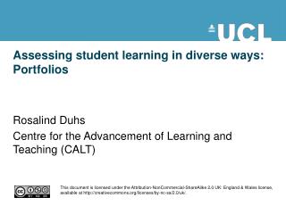 Assessing student learning in diverse ways: Portfolios