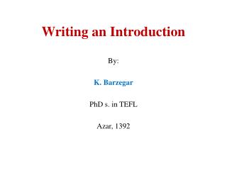 Writing an Introduction