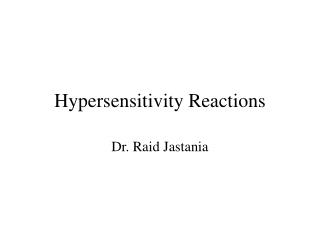 Hypersensitivity Reactions