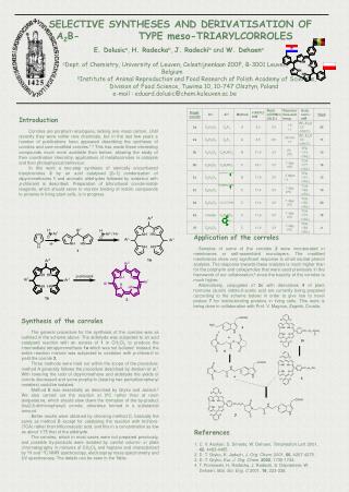 SELECTIVE SYNTHESES AND DERIVATISATION OF A 2 B- 	 TYPE meso-TRIARYLCORROLES