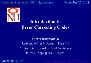 Introduction to Error Correcting Codes