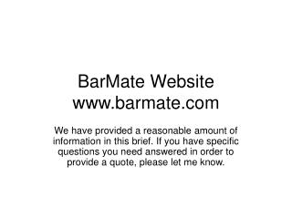 BarMate Website barmate