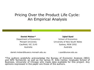 Pricing Over the Product Life Cycle: An Empirical Analysis