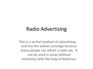 Radio Advertising