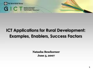 ICT Applications for Rural Development: Examples, Enablers, Success Factors