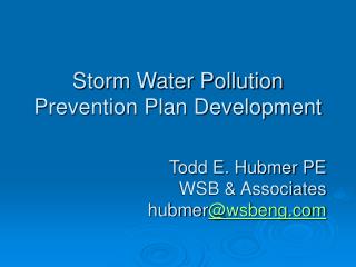 Storm Water Pollution Prevention Plan Development