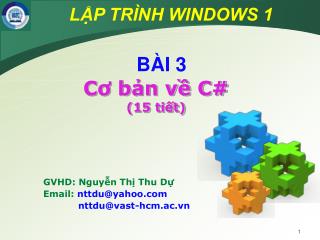 GVHD: Nguyễn Thị Thu Dự Email: nttdu@yahoo 	 nttdu@vast-hcm.ac.vn