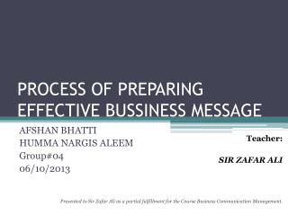 PROCESS OF PREPARING EFFECTIVE BUSSINESS MESSAGE