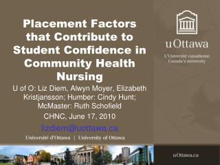 Placement Factors that Contribute to Student Confidence in Community Health Nursing