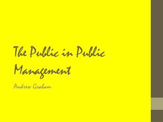 The Public in Public Management