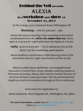 at The Grange, 3201 Limestone Road, Wilmington, DE Workshop : 1:00 to 3:00 pm -- $30
