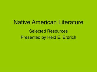 Native American Literature