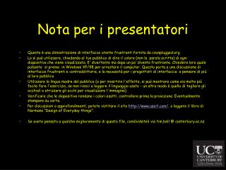 Nota per i presentatori