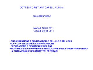 DOTT.SSA CRISTIANA CARELLI ALINOVI ccarelli@unicas.it