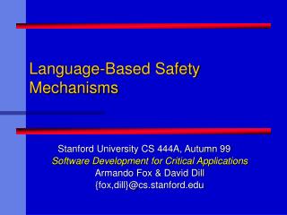 Language-Based Safety Mechanisms