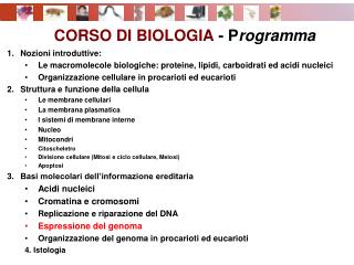 CORSO DI BIOLOGIA - P rogramma