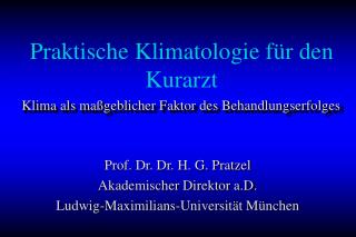 Praktische Klimatologie für den Kurarzt