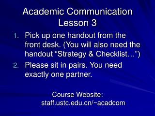 Academic Communication Lesson 3