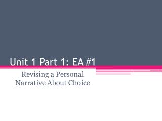 Unit 1 Part 1: EA #1