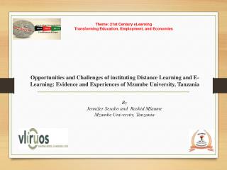 Theme: 21st Century eLearning Transforming Education, Employment, and Economies