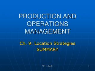 PRODUCTION AND OPERATIONS MANAGEMENT