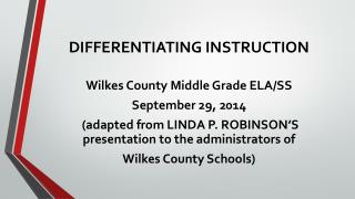 DIFFERENTIATING INSTRUCTION