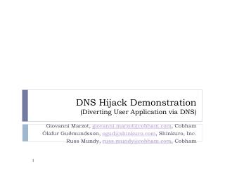 DNS Hijack Demonstration (Diverting User Application via DNS)