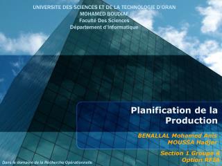 Planification de la Production