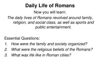 Daily Life of Romans