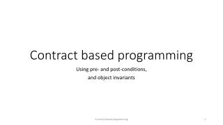 Contract based programming