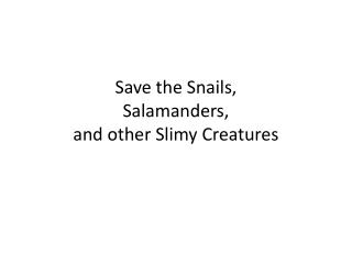 Save the Snails, Salamanders, and other Slimy Creatures