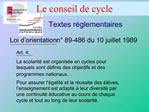 Le conseil de cycle