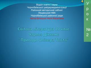 Світова література 10 клас Чарльз Діккенс “Пригоди Олівера Твіста”