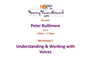 Presents Peter Bullimore Day 1 9.00am – 12.30pm Workshop 1 Understanding &amp; Working with Voices