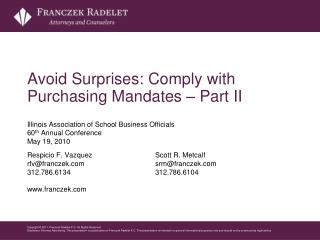 Avoid Surprises: Comply with Purchasing Mandates – Part II