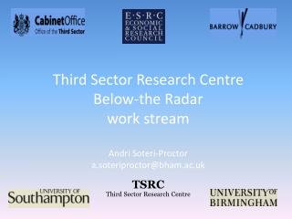 ‘Below-the-Radar’ work stream One of several work streams, for example: Service delivery