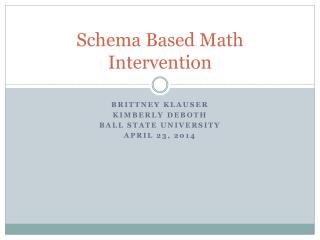 Schema Based Math Intervention