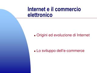 Internet e il commercio elettronico
