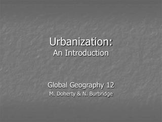 Urbanization: An Introduction