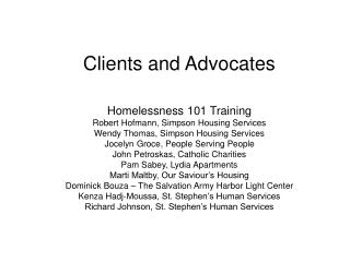 Clients and Advocates